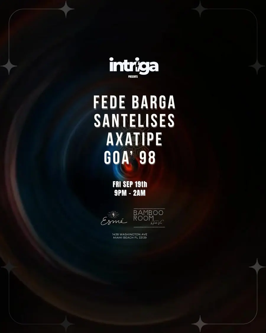 Flyer — Intriga Collective, Intriga at Bamboo Room at Bamboo Room · Esmé, Fri 19 Sep 2025