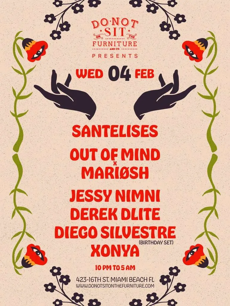 Flyer — Intriga Collective, Out Of Mind at Do Not Sit On The Furniture, Wed 4 Feb 2026