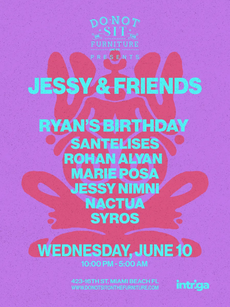Flyer — Intriga Collective, Ryan's Birthday at Do Not Sit On The Furniture, Wed 10 Jun 2026