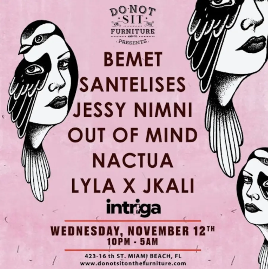 Flyer — Intriga Collective, Bemet at Do Not Sit On The Furniture, Wed 12 Nov 2025