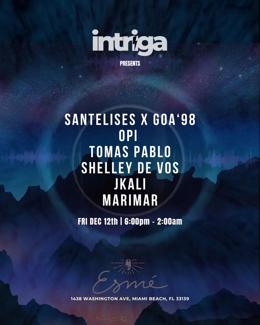 Flyer — Intriga Collective, Rooftop Sessions at Esmé Miami Beach, Fri 12 Dec 2025